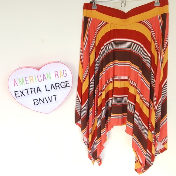 Macys🦋earthtone stripe skirt🦋BNWT🦋sz XL (jr) - Picture 1 of 5
